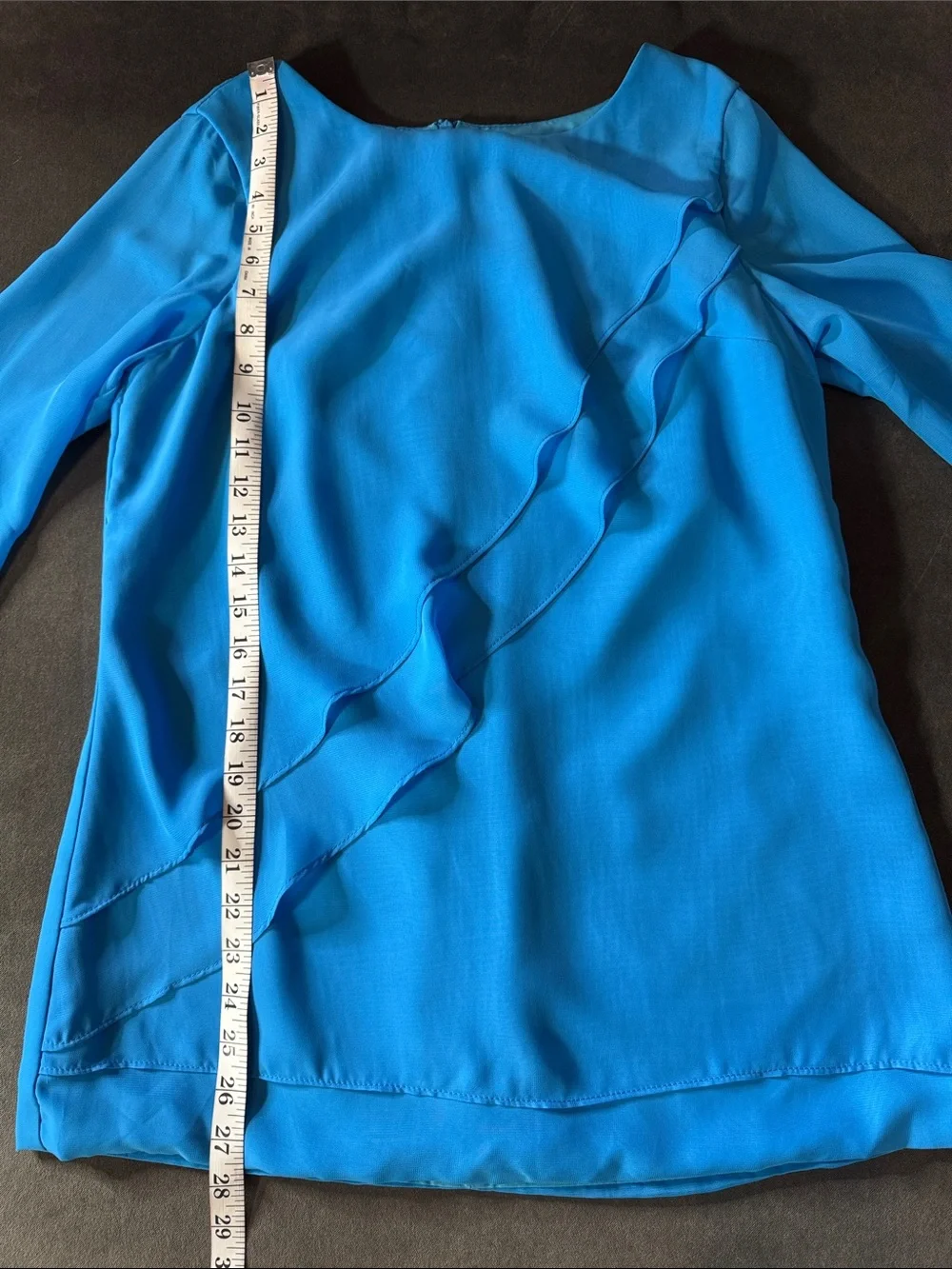 Woman’s Blue Two Piece Ruffled Blouse & Wide-Leg  Formal Pants Set Size 8 NWOT